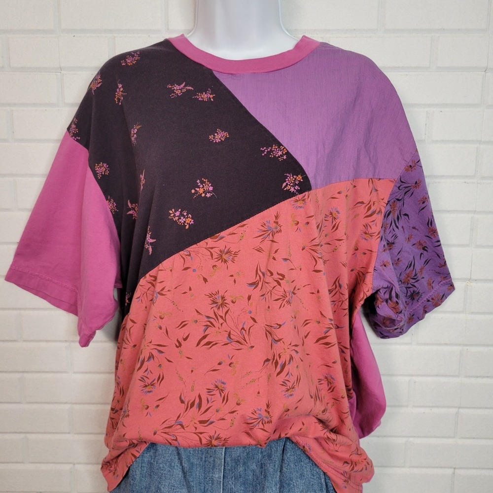 Acne Studios Patchwork T-Shirt XL Pink Floral Oversized Unisex